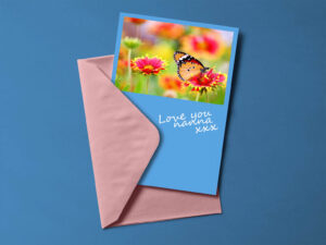 Greeting card that says love you nanna with picture of flowers and butterfly